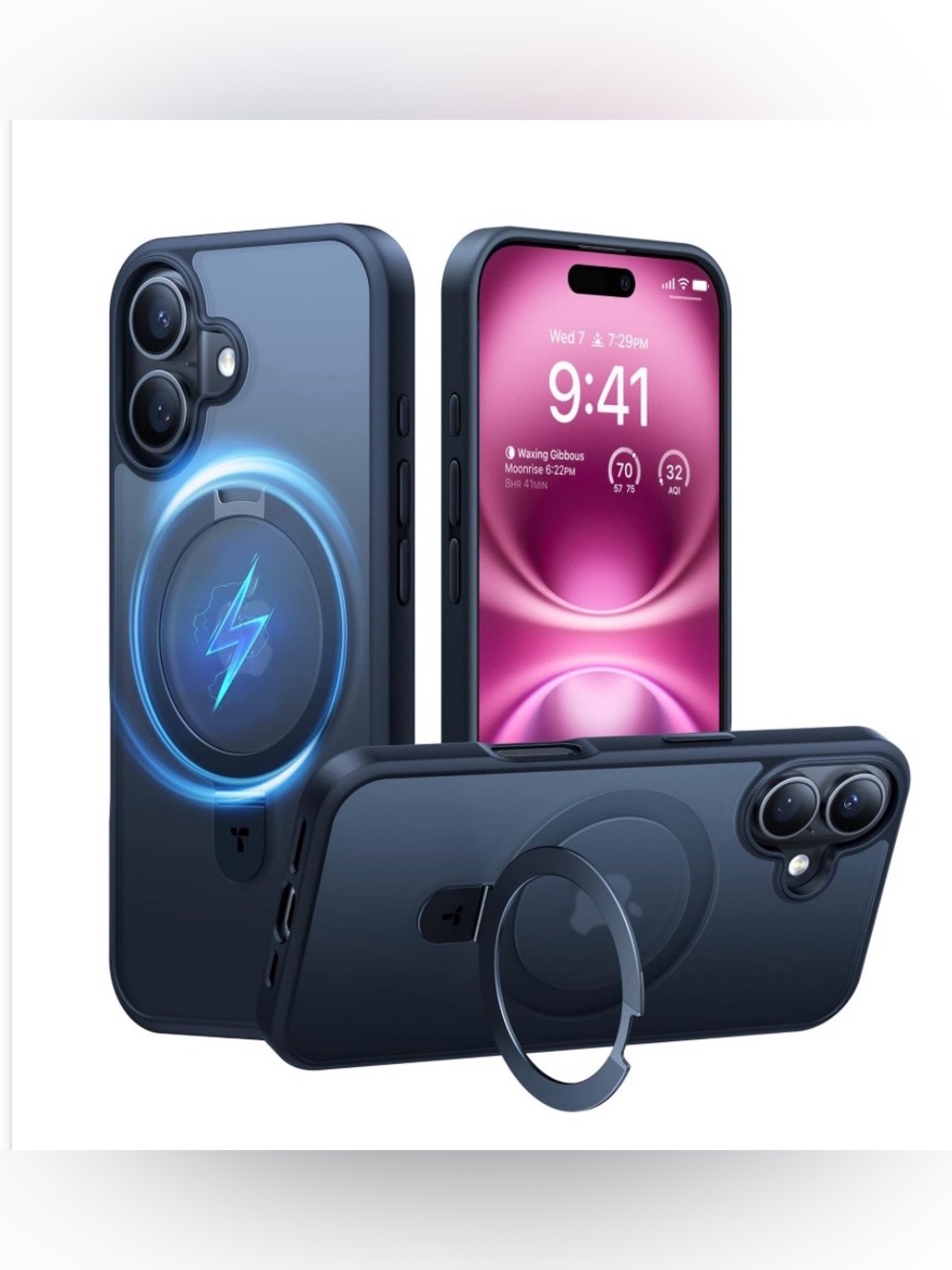 iPhone 16 Case with Stand Magnetic MagSafe - BLACK